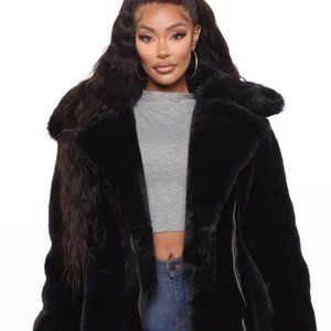 Luxury Faux Fur Black Jacket 3X